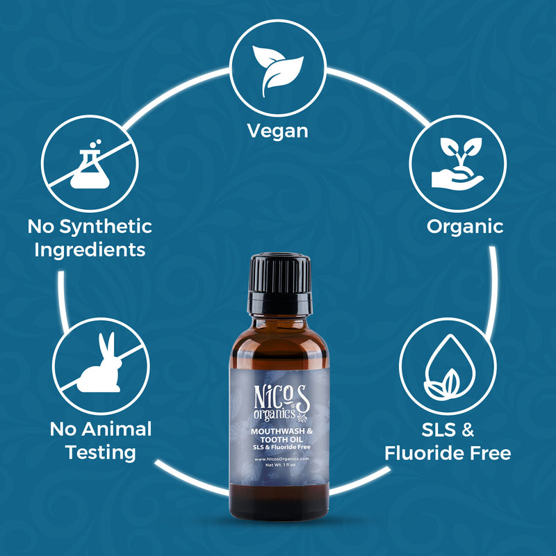 Nico's Organics - All Natural SLS Free Mouthwash & Toothpaste Oil